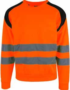 ÅRHUS 4611 Unisex sweatshirt i fluoriserende farger med påsydde reflekser som sørger for at du er godt synlig  2- lags rib med lycra i