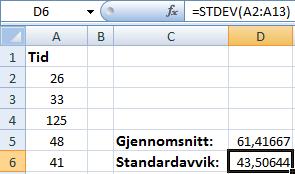 37 Vi utvider tabellen med en kolonne der vi regner ut produktet av midtpunktet x m og den relative frekvensen r.