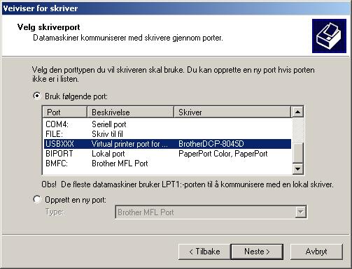 Trinn 2 For brukere av USB-grensesnittkabel (For 98/98SE/Me/2000 Professional/XP) Installere Brother Native-driveren B Klikk Start og velg Innstillinger deretter Skrivere.