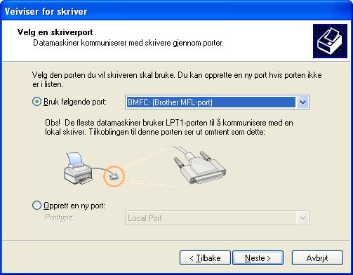 Installere Brother Native-driveren E Klikk på Har diskett... Sette opp maskinen B Klikk Start, og velg Skrivere og telefakser.