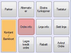 Ordre Skriv ordreinfo Huk av denne boksen om du vil at ordreinfo skal være med på utskriften. Ordreinformasjonen på ditt salg endres ved å trykke «Ordre info» i kassebildet.