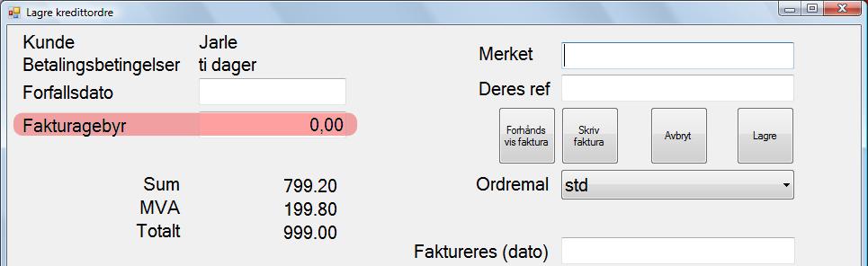 2 Oppsett Fakturagebyr grense Her skriver du inn grensebeløpet for å ta fakturagebyr. Hvis grensebeløpet for eksempel er 500kr vil kunder med bestilling på mer en 500kr slippe å betale fakturagebyr.