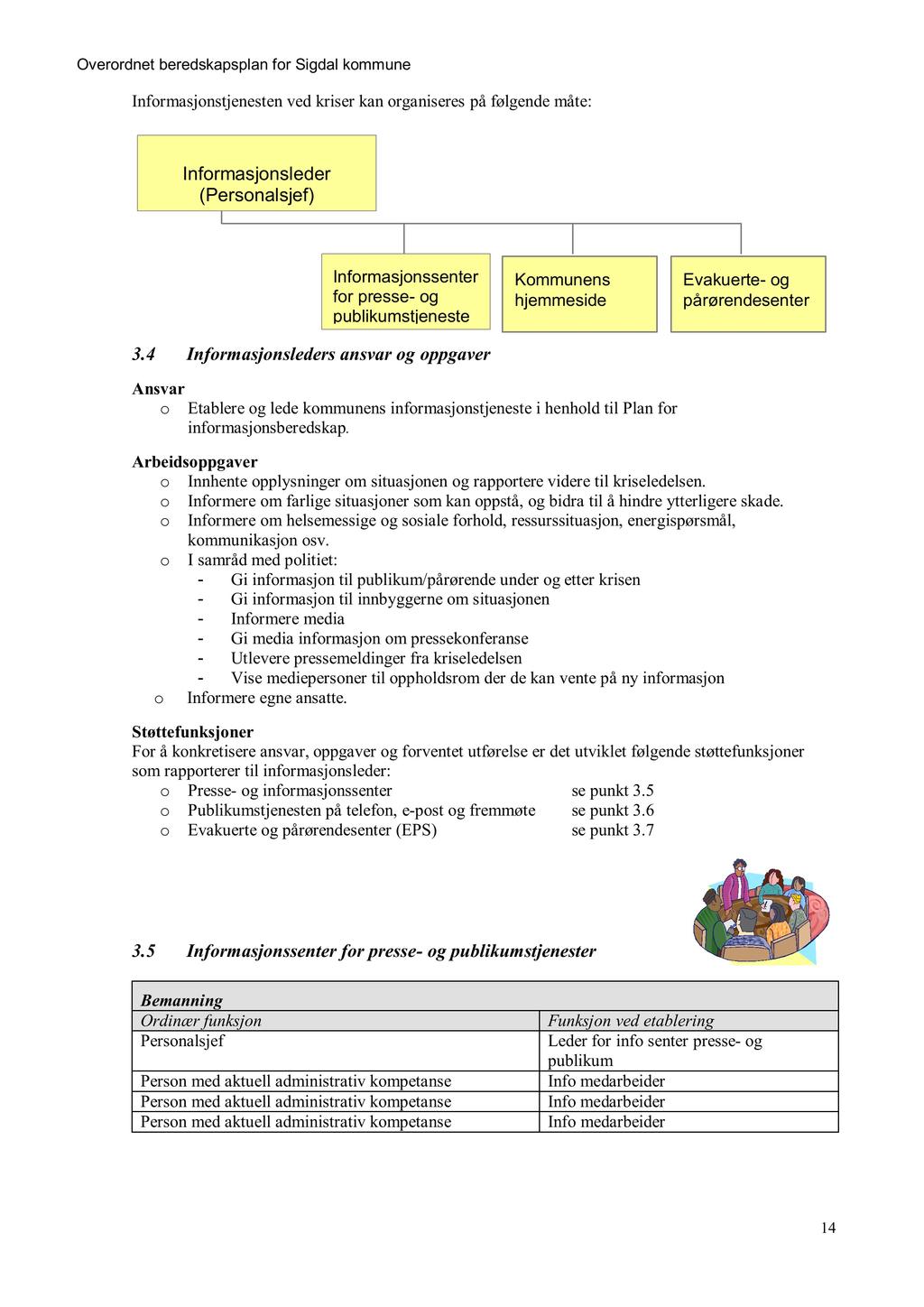 Inf rmasjnstjenesten ved kriser kan rganiseres på følgende måte: Infrmasjnsleder (Persnalsjef) Infrmasjnssenter fr presse - g publikumstjeneste 3.