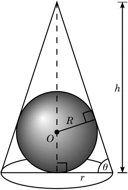 Oppgve E kule(med rdius R) er plssert i e rett kjegle(med rdius r og høyde h) som vist på h θ