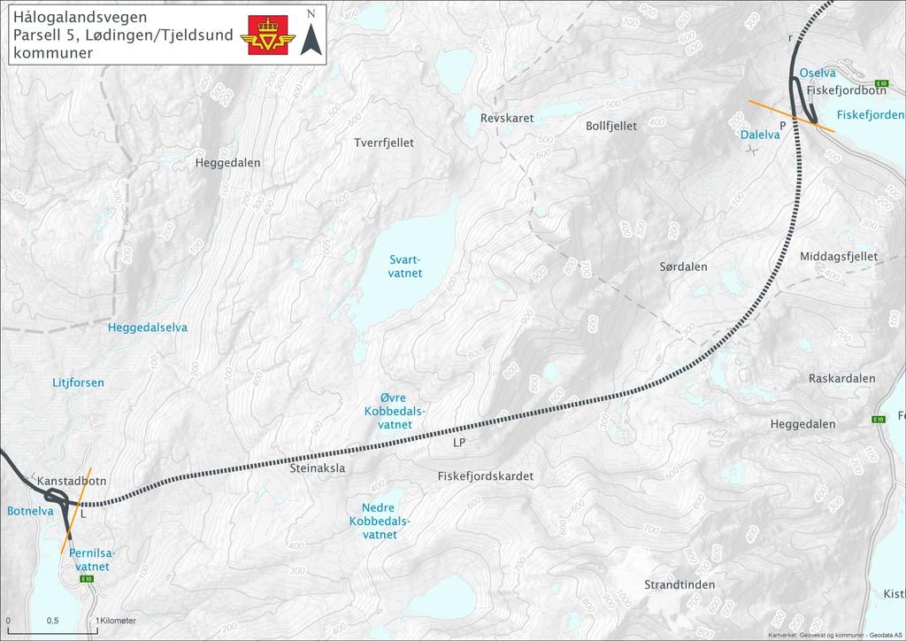 PARSELL 5: Kanstadbotn-Fiskefjord Den nye tunnelen erstatter en lengre strekning via Kåringen (E10) som har lavere vegstandard enn det vegnormalene for bygging av ny veg angir, som har vanskelige