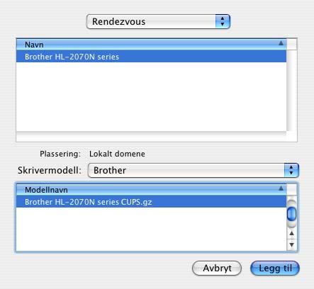 A Velg Brother HL-2070N series, og klikk deretter Legg til-knappen. 9 Velg Legg til.
