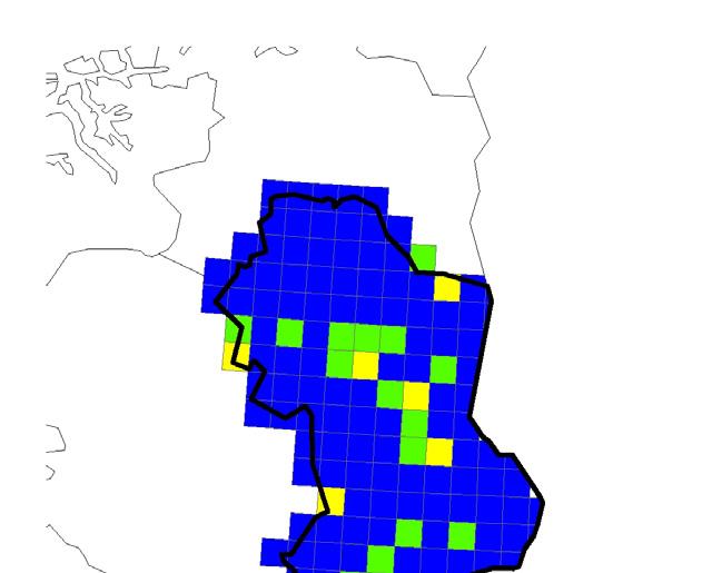 Figure NO. Left map: Observed ANC in 1995 for each calibrated lake.