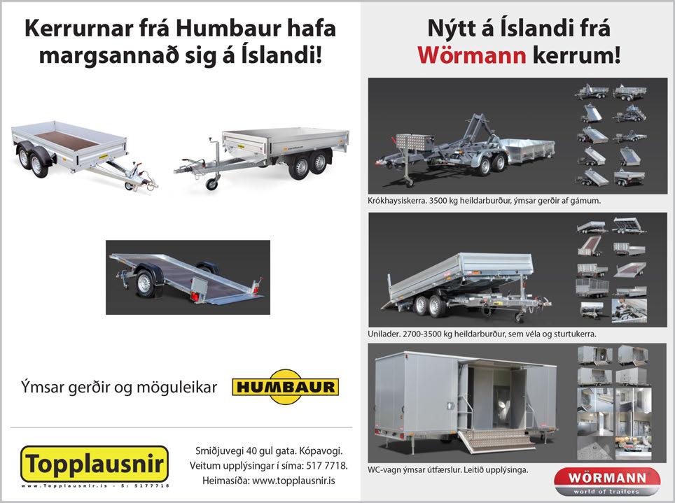 Flatvagnar-ýmsar stærðir, 2000kg-3500kg, mál frá 2.65x1.65m til 6.10x2.