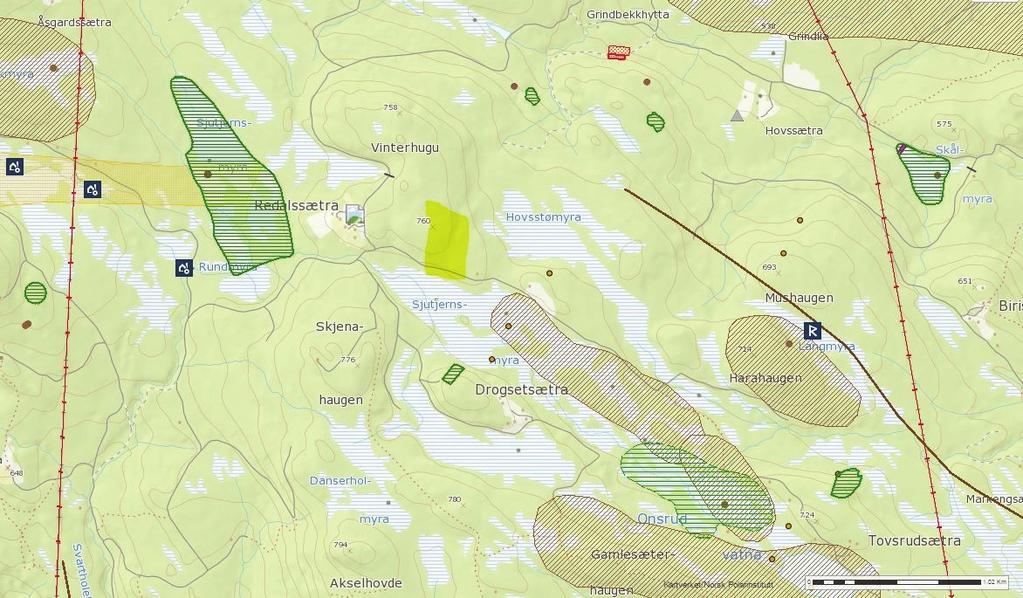 naturkvaliteter eller kulturminner. Kartet er ikke i målestokk.