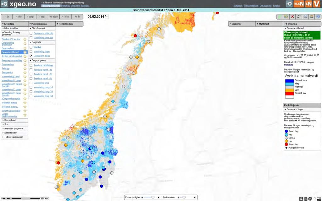 Figur 8. Infoportalen xgeo. Varsom.no Varsom.no er din kilde til varsling av naturfarer i Norge. Det langsiktige målet for www.varsom.