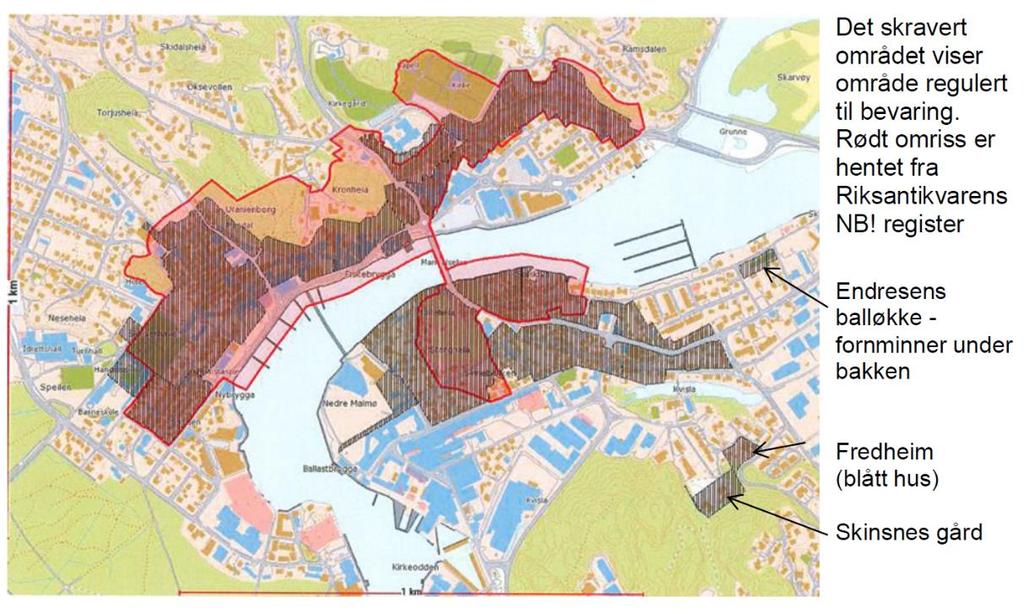 Vedlegg 3: Område regulert til bevaring ifølge Mandal kommunes Kulturminneplan.