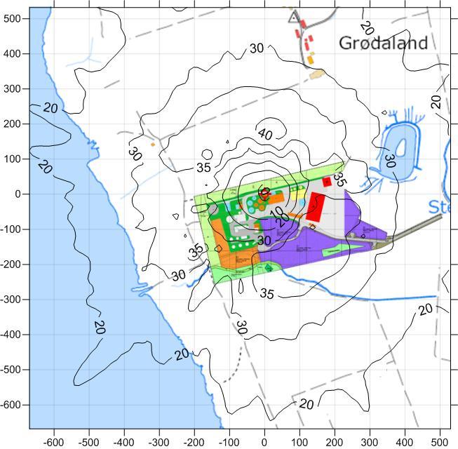 Ordrenummer: 49626 Side 10 av 11 3.2.2. RØYKGASS FRA FYRKJEL Det er NO x som blir begrensende faktor når det kommer til fastsettelse av skorsteinshøyde.