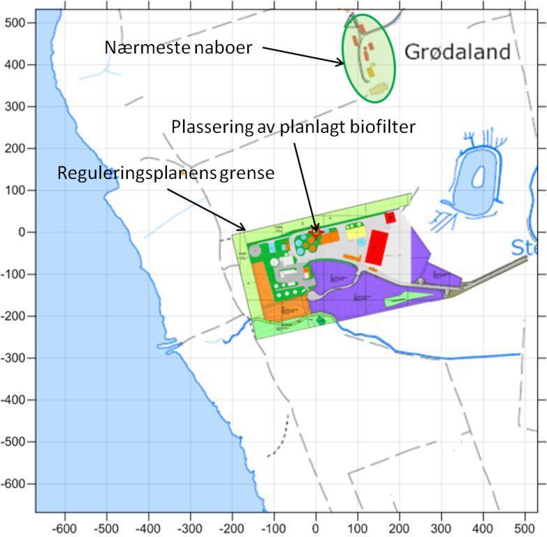 Ordrenummer: 49626 Side 4 av 11 Figur 1. Oversikt over immisjonsområdet med påtegnet område for reguleringsplan og bebyggelsesplan.