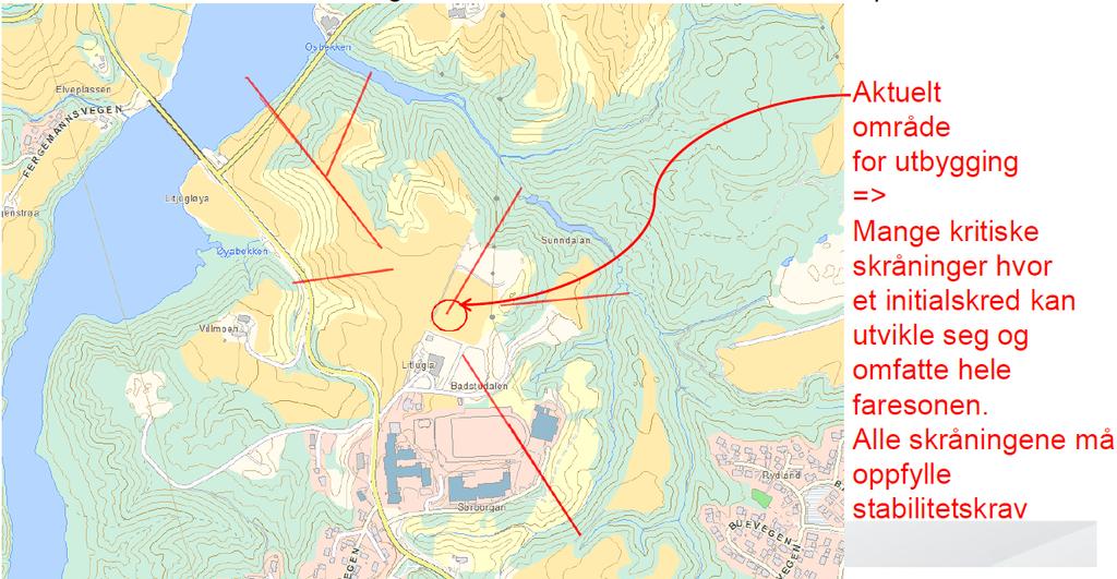 Utredning av faresonen (områdestabilitet) En utredning av hele faresonen, dvs.