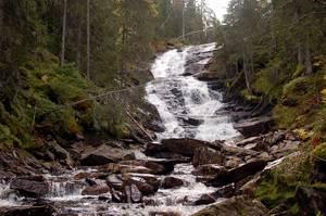 Elven veksler mellom bratte partier med betydelig fall og roligere partier,