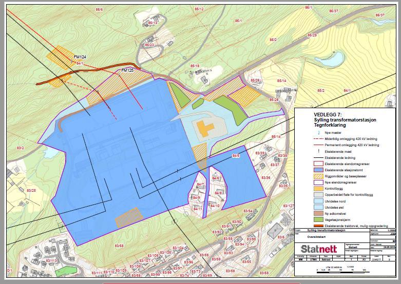 Omsøkt areal i konsesjonssøknaden - Utvide stasjonstomt mot