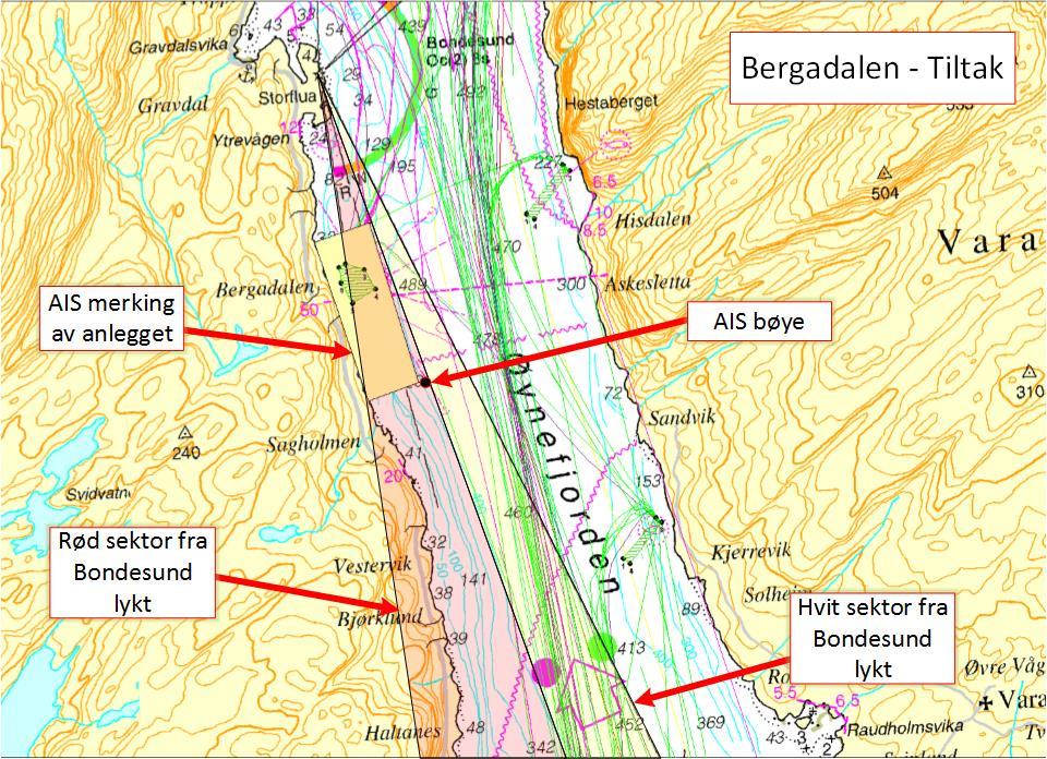 Figur 3.9 Kartskisse av tiltak ved Bergadalen 5.