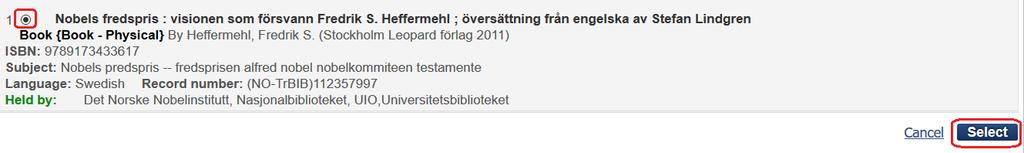 7. Du kommer til skjermen Resource Sharing Borrowing Request. Her fyller du ut nødvendige data. Obligatoriske felt er Requester, Requested pick-up location og Owner.