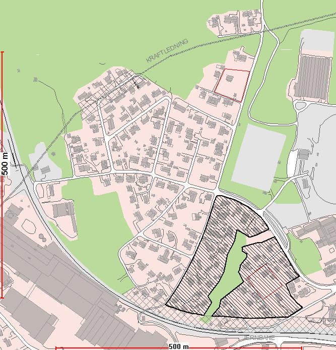 Tornerud - Alternativ 3 + 100 boenheter spredt gir totalt 2,7 b/daa Eks