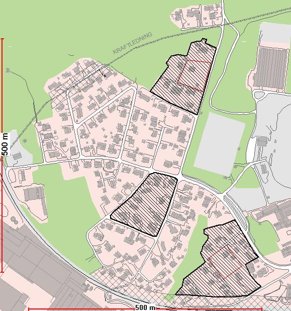 Tornerud - Alternativ 4 + 90 boenheter spredt gir totalt ca 2,7 b/daa Eks