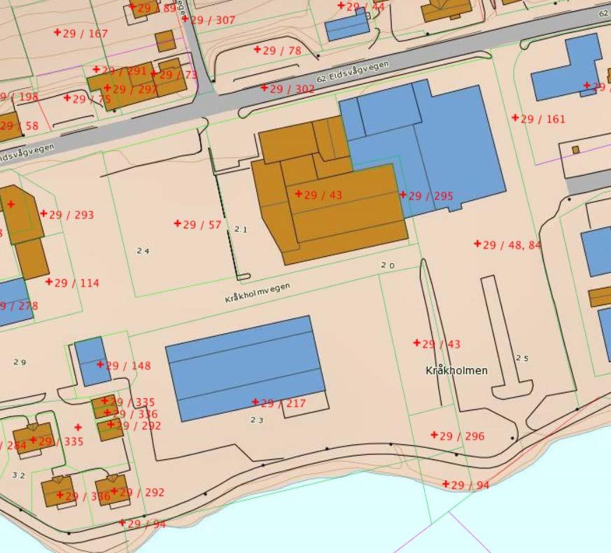 2.1. Eierforhold Gnr/Bnr: Eiere på berørte områder: 29/57, Kommunehuset, i Romsdal 29/43 Nesset Boligutleie AS, Fannestrandvegen 125, 6405 Molde og Nesset Butikkeiendom AS,