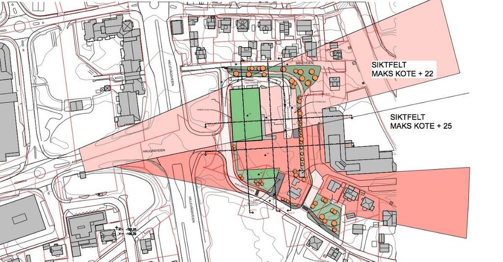 Siktsektor i prosjektet SIKTSEKTOR I PROSJEKTET Reguleringsformål Formålet med planen er å tilrettelegge for ulik næring på eiendommen.