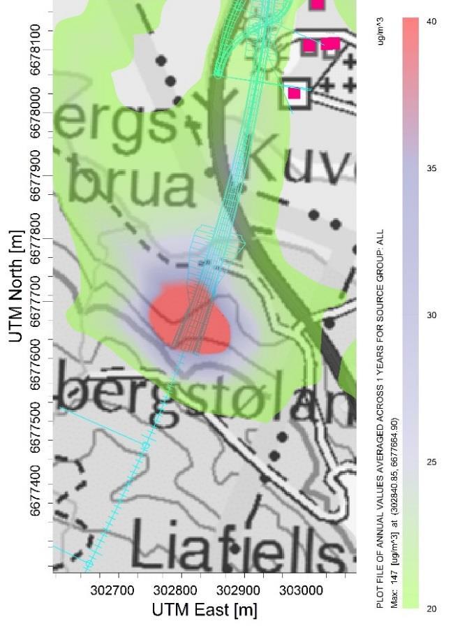 Figur 20: Framskrevet situasjon 2045 for ALT B som viser