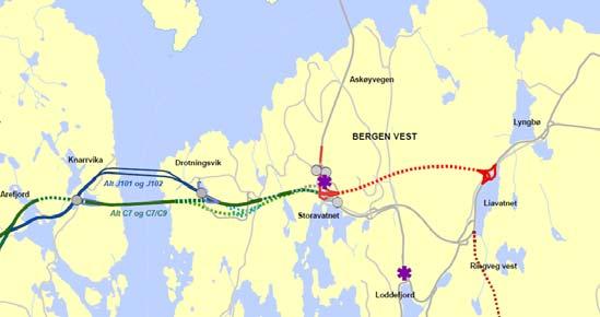 Mindre tiltak på eksisterande vegnett Storavatnet Liavatnet Nytt kryss i dagen med alle svingebevegelsar ved Storavatnet for optimalisering av trafikkavvikling, framkomst, tryggleik og tilgjenge både