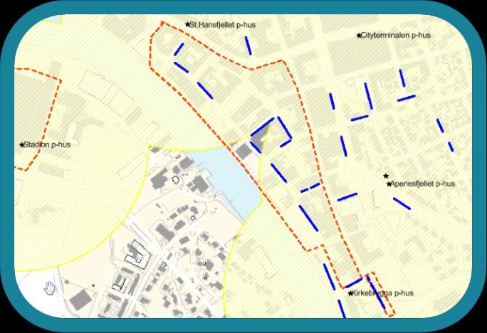 EFFEKT: Nullvekst Middels Handel og besøkende Middels Eksempel De mest sentrale handlegatene i både Fredrikstad og Sarpsborg sentrum ligger mindre enn 250 meter fra et parkeringshus.