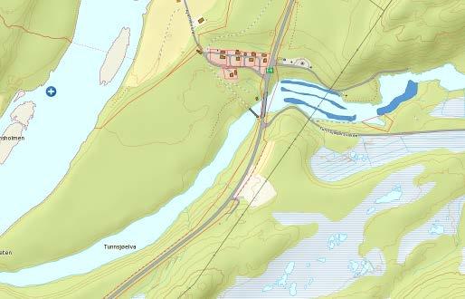 Figur 4. Oversikt over hvor i Tunnsjøelva det ble benyttet teinefiske (øvre panel) og elektrisk båtfiske (nedre panel) i august 2016.