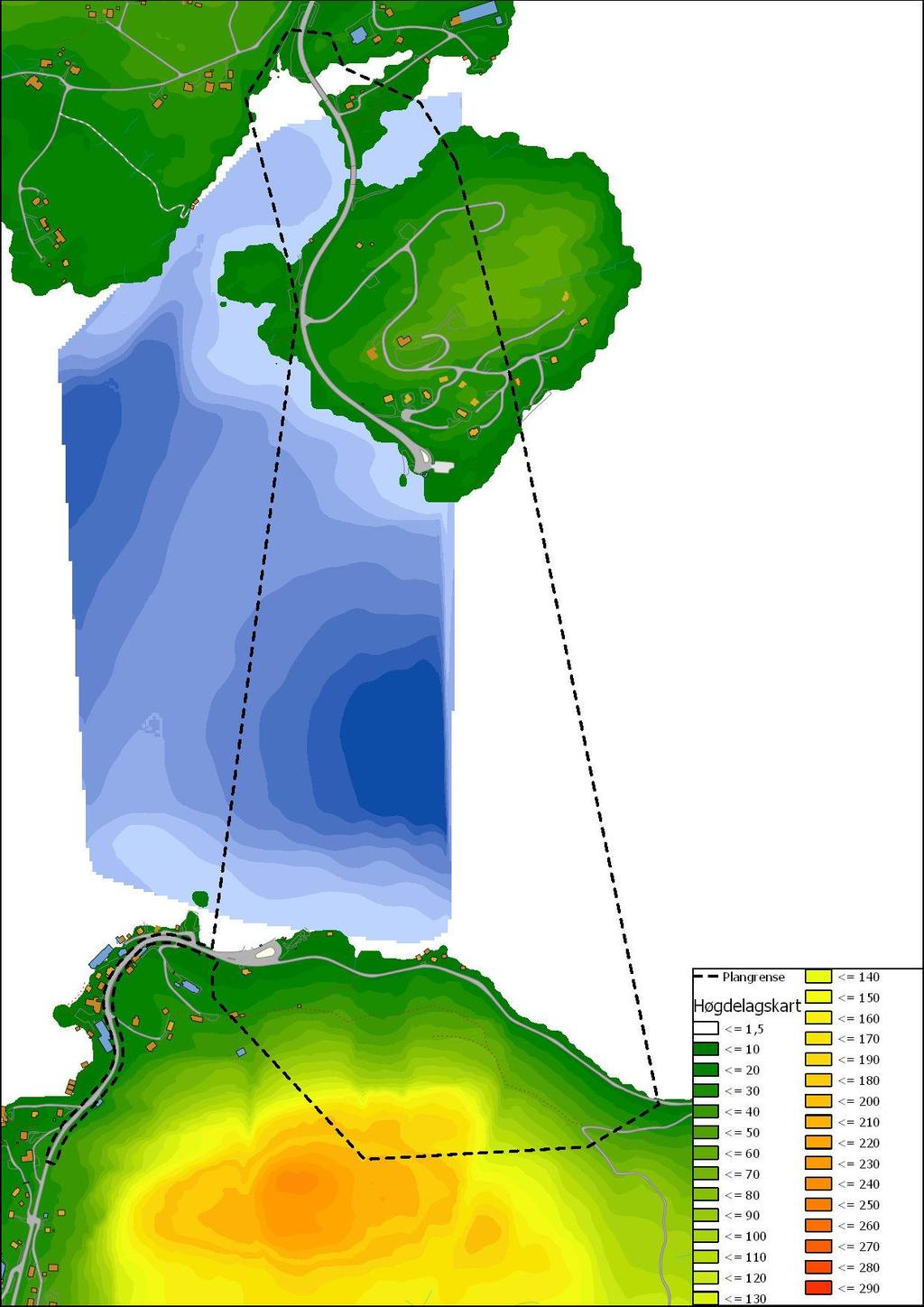 Figur 2: Kart som viser høgdefordelinga i landskapet