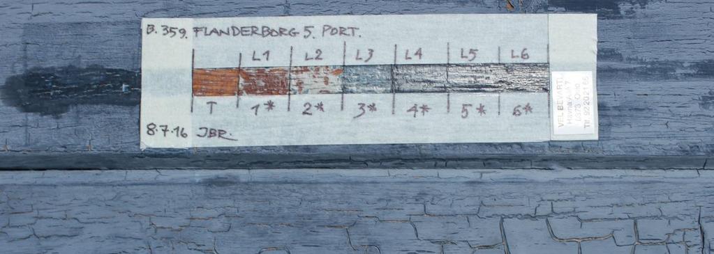 Figur 5. Røros. Flanderborg 5. Fargelagsavdekking på porten. Foto: J. Brænne. 8.7.2016.