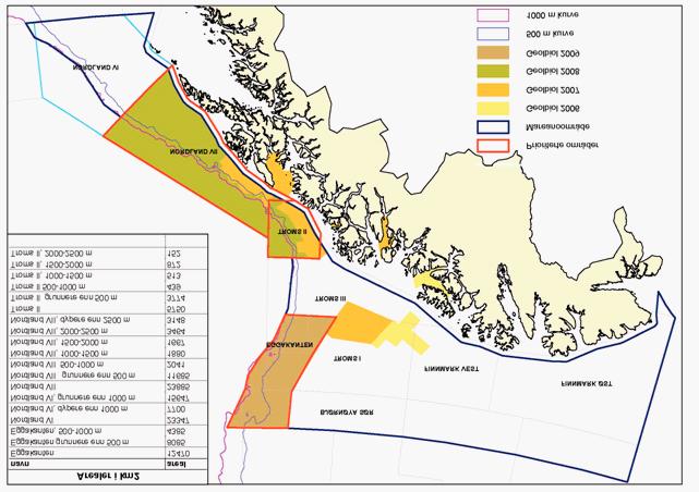 210 RAPPORT FRA FAGLIG FORUM 2010 Figur 9.2.4.1 Kartet viser områder hvor feltkartlegging er ferdig med hensyn på geologi, naturresurser og forurensing. Resultater vil bli rapportert våren 2010.