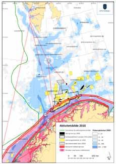 Figur 3.5.1 Aktivitetsbilde 2010. Samlet påvirkning fra aktiviteter i sørlig del av Barentshavet og havområdene utenfor Lofoten.