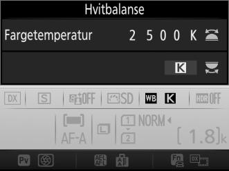 L (U)-knappen Når K (Velg fargetemperatur) er valgt, kan L (U)-knappen brukes til å velge fargetemperaturen, men bare for den gul (A) blå (B) aksen.