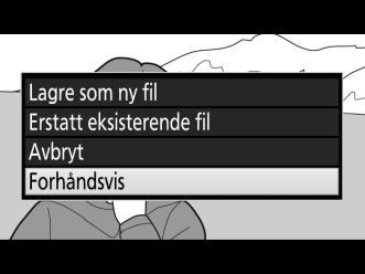 8 Forhåndsvis filmen. For å forhåndsvise kopien markerer du Forhåndsvis og trykker på J (for å avbryte forhåndsvisningen og gå tilbake til menyen for lagringsalternativer, trykker du på 1).