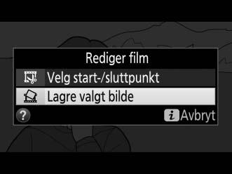 Lagre valgte bildefelter Lagre en kopi av et valgt bildefelt som et JPEG-stillbilde: 1 Sett filmen på pause på ønsket bildefelt.