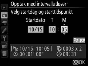 2. Velg en startdato og et starttidspunkt og trykk på J. Marker Start på nytt og trykk på J.