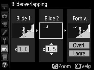 3 Velg det andre bildet. Det valgte bildet vises som Bilde 1. Marker Bilde 2 og trykk på J, velg deretter bilde nummer to slik det er beskrevet i trinn 2. 4 Juster økningen.