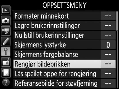 Kameramenyer Du finner de fleste alternativene for opptak, avspilling og oppsett i kameramenyene. Trykk på G-knappen for å vise menyene.