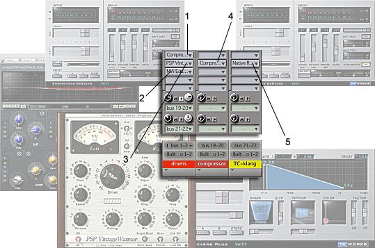 rundt trommesettet. Lyden av det samlede trommesettet ble lagret på et stereospor med funksjonen Bounce to Disk. Figur 10.