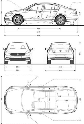 Mål 1782 985 (949) 1007 (972) 529 1045 973 10,5 13,4 145 12,3 2791 4767 4882 1477 890 2047 1584 1832 1568 2083 2018 3798 1506 1506 1172 3594 Utvendige mål Passat sedan Passat stasjonsvogn Lengde, mm