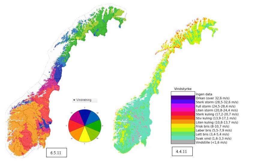 Værdata/prognoser Vind (UM4) Prognosen gjelder også som observasjon!