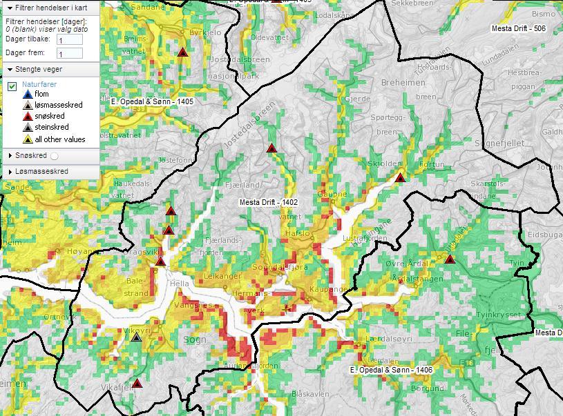 Observasjonsdata Ikke testet ennå: Aktsomhetskart (skred)