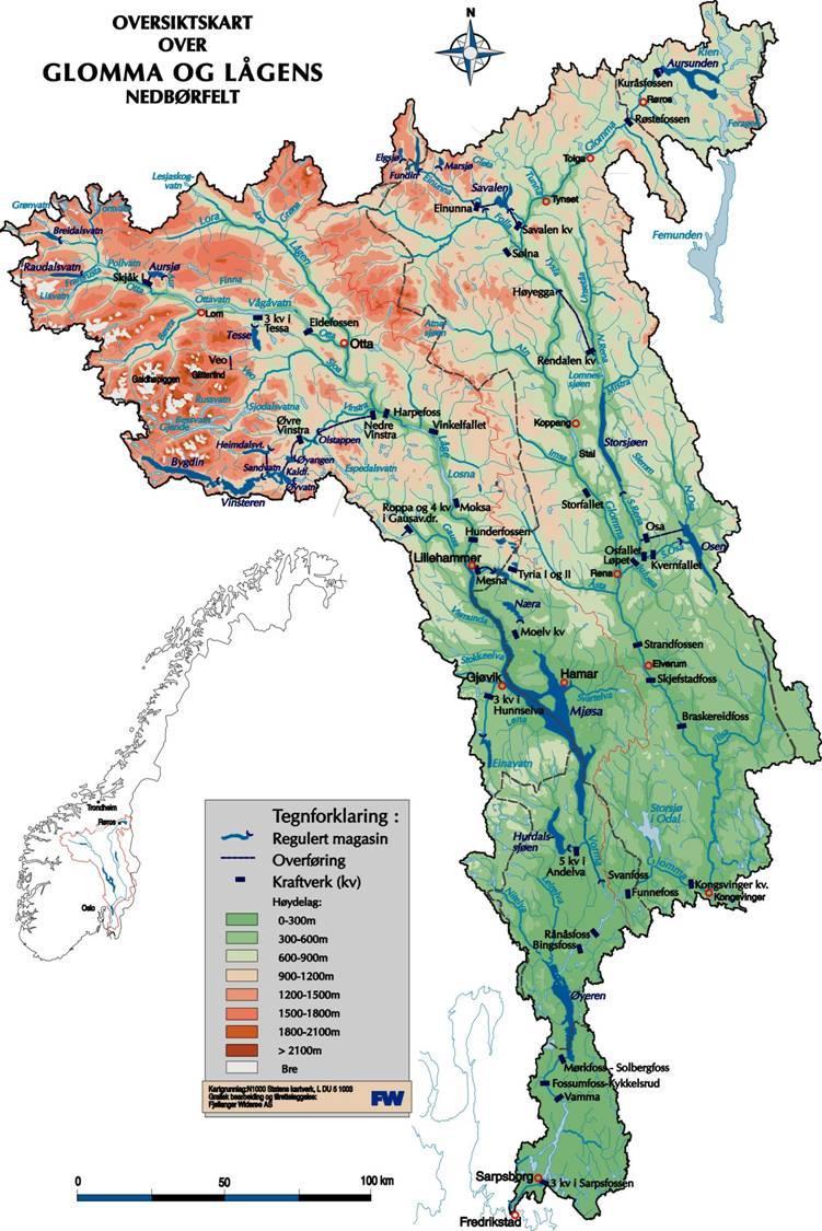 Feltareal: 41 200 km 2 fra 0 2469 moh 13% av Norges areal Glommas lengde: 623