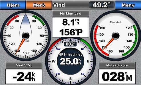 Almanakk-, omgivelses- og om bord-data Synkronisere måleinstrumentets drivstoffavlesninger med drivstoffnivåer 1. Velg Informasjon > Dashbord-måleinstrumenter > Motor > Meny i skjermbildet Hjem. 2.