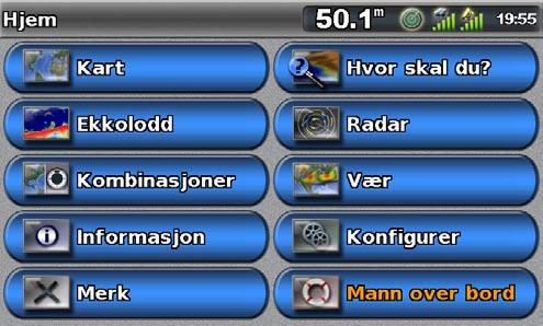 Komme i gang Vise systeminformasjon Du kan vise programvareversjonen, basekartversjonen, ekstra kartinformasjon (hvis aktuelt), programvareversjonen for en eventuell Garmin-radar (hvis aktuelt) og