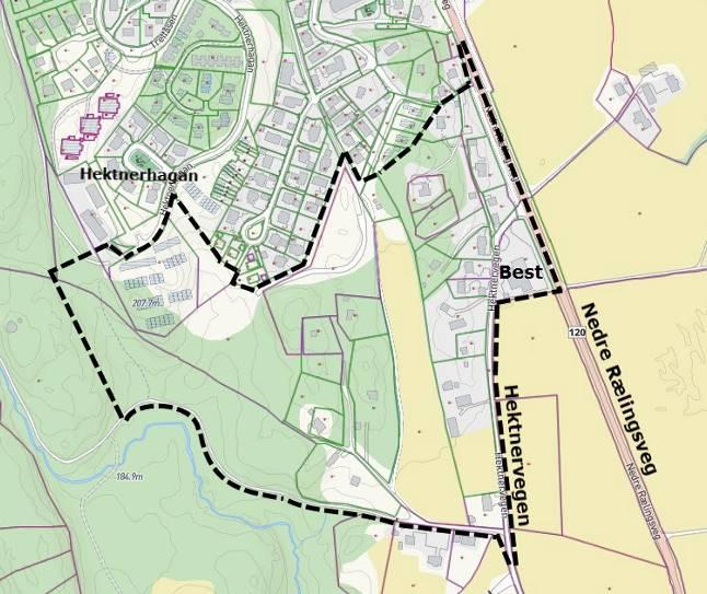 : VARSLING OM OPPSTART AV DETALJREGULERING OG ARBEID MED UTBYGGINGSAVTALE - HEKTNERÅSEN SØR, RÆLINGEN KOMMUNE I henhold til plan- og bygningslovens 12-8 varsles oppstart av reguleringsplanarbeid for