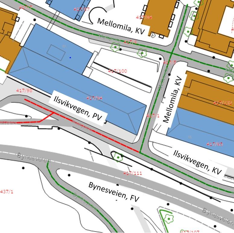 Side 6 Trafikkforhold Kjøreadkomst og vegsystem Kjøreadkomst til planområdet er via Mellomila og Ilsvikveien.