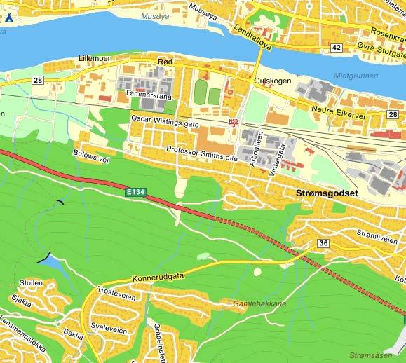 5 Massebalanse Figur 9 > Oversikt over bekkedrag til Drammenselva ved Bjørkelia, potensielle utslippspunkt for renset vann fra tunnel 5 Massebalanse Grunnlag